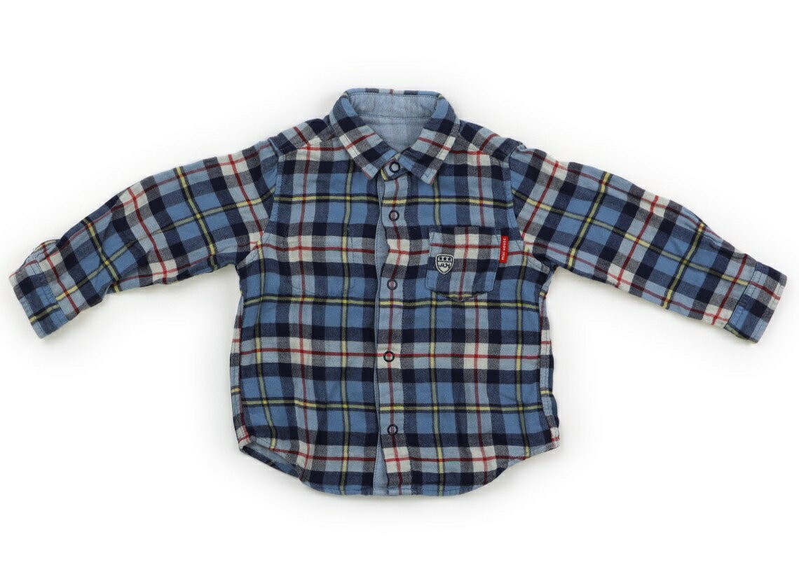 ミキハウス miki HOUSE シャツ・ブラウス 90 男の子 ネイビー×マルチカラーチェック/ライトブルー 子供服 ベビー服 キッズ アウトレット ユーズド 【中古】キッズ・ベビー・マタニティ