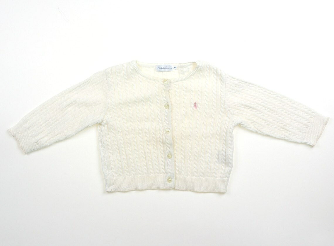 ラルフローレン Ralph Lauren カーディガン 80 女の子 オフホワイト、ピンクのロゴ 子供服 ベビー服 キッズ アウトレット ユーズド 【中古】キッズ・ベビー・マタニティ