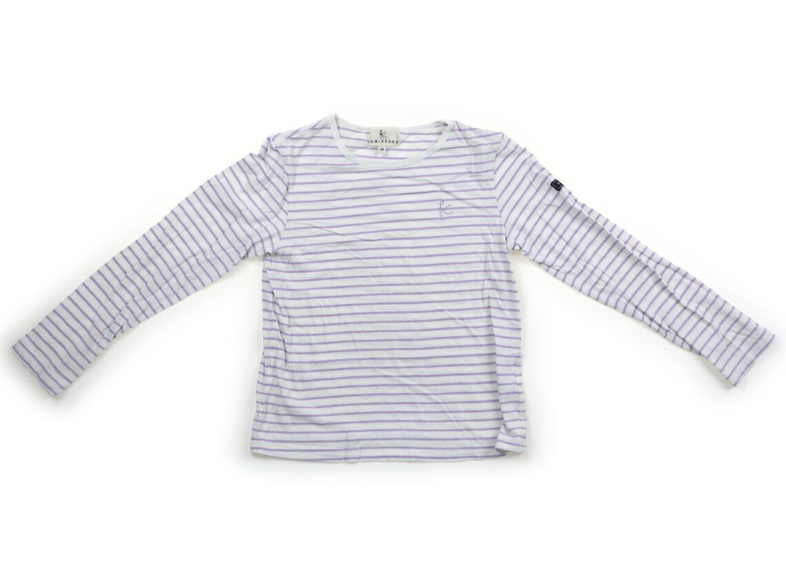 組曲 Kumikyoku Tシャツ・カットソー 150 女の子 白、紫ボーダー 子供服 ベビー服 キッズ アウトレット ユーズド 【中古】キッズ・ベビー・マタニティ