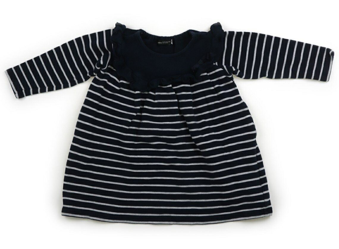 べべ BeBe ワンピース 100 女の子 ネイビー、ボーダー、フリル 子供服 ベビー服 キッズ アウトレット ユーズド 【中古】キッズ・ベビー・マタニティ