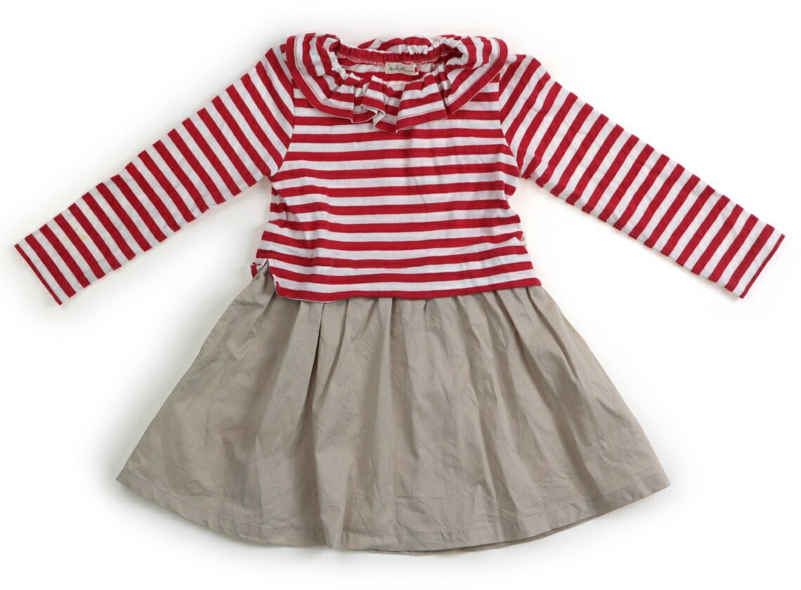 ニットプランナー（KP） Knit Planner(KP) ワンピース 100 女の子 ストロベリーピンク、白、ボーダー、ライトベージュ 子供服 ベビー服 キッズ アウトレット ユーズド 【中古】キッズ・ベビー・マタニティ