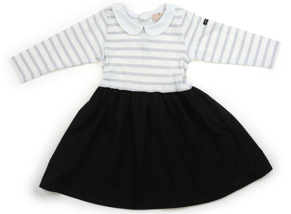Rakuten - プティマイン petit main ワンピース 100 女の子 ホワイト・シルバーラメボーダー 子供服 ベビー服 キッズ アウトレット ユーズド 【中古】キッズ・ベビー・マタニティ