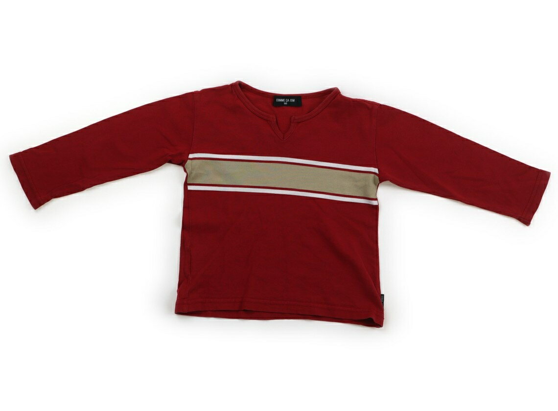 コムサイズム COMME CA ISM Tシャツ・カットソー 90 男の子 レッド・オークル×ホワイトボーダー 子供服 ベビー服 キッズ アウトレット ユーズド 【中古】キッズ・ベビー・マタニティ
