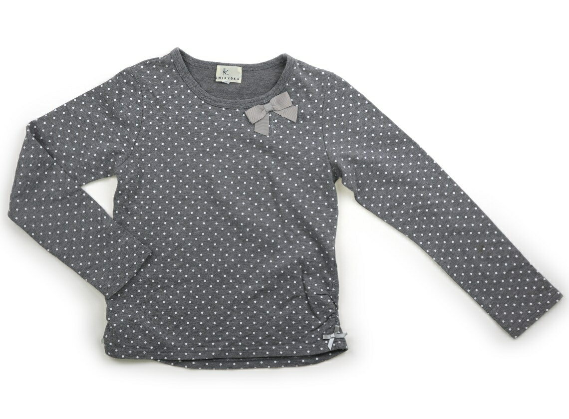 組曲 Kumikyoku Tシャツ・カットソー 150 女の子 杢グレー・白水玉・リボン 子供服 ベビー服 キッズ ア..