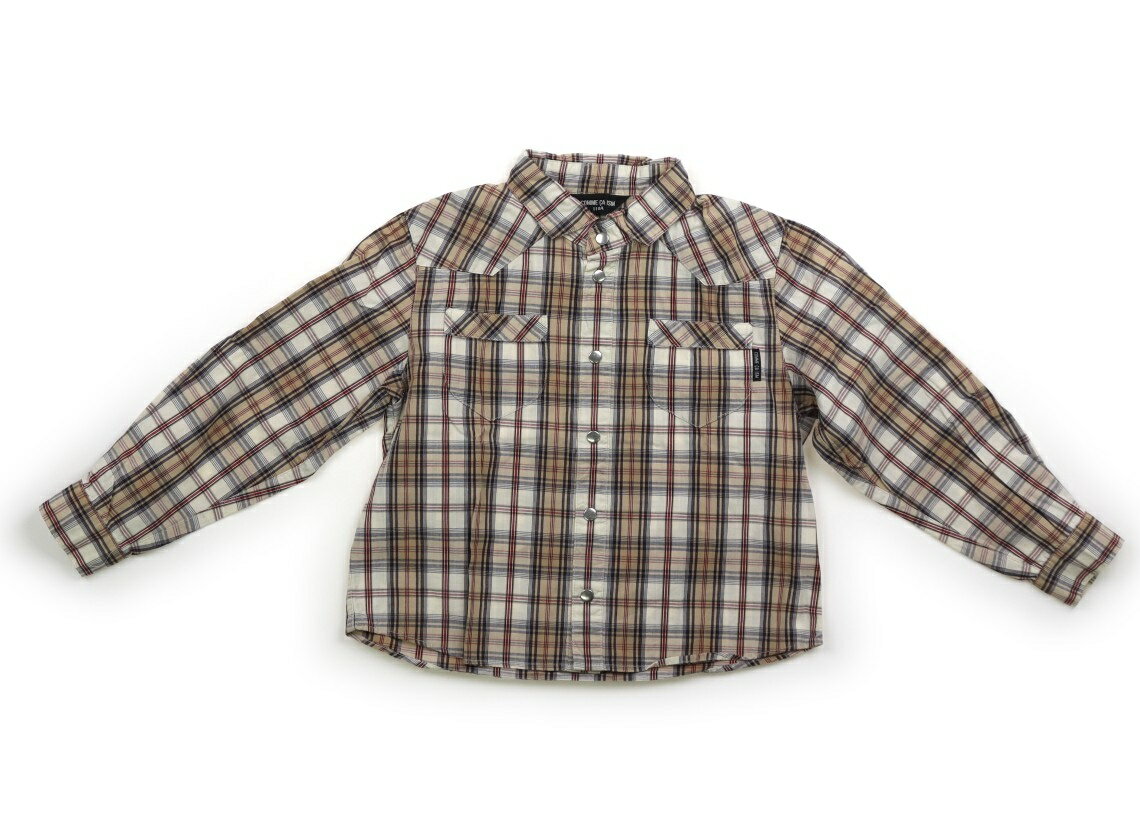 コムサイズム COMME CA ISM シャツ・ブラウス 110 男の子 ブラウン系・チェック 子供服 ベビー服 キッズ アウトレット ユーズド 【中古】キッズ・ベビー・マタニティ