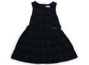 ミキハウス miki HOUSE ジャンパースカート 100 女の子 グリーン、ネイビーチェック、リボン 子供服 ベビー服 キッズ アウトレット ユーズド 【中古】キッズ・ベビー・マタニティ