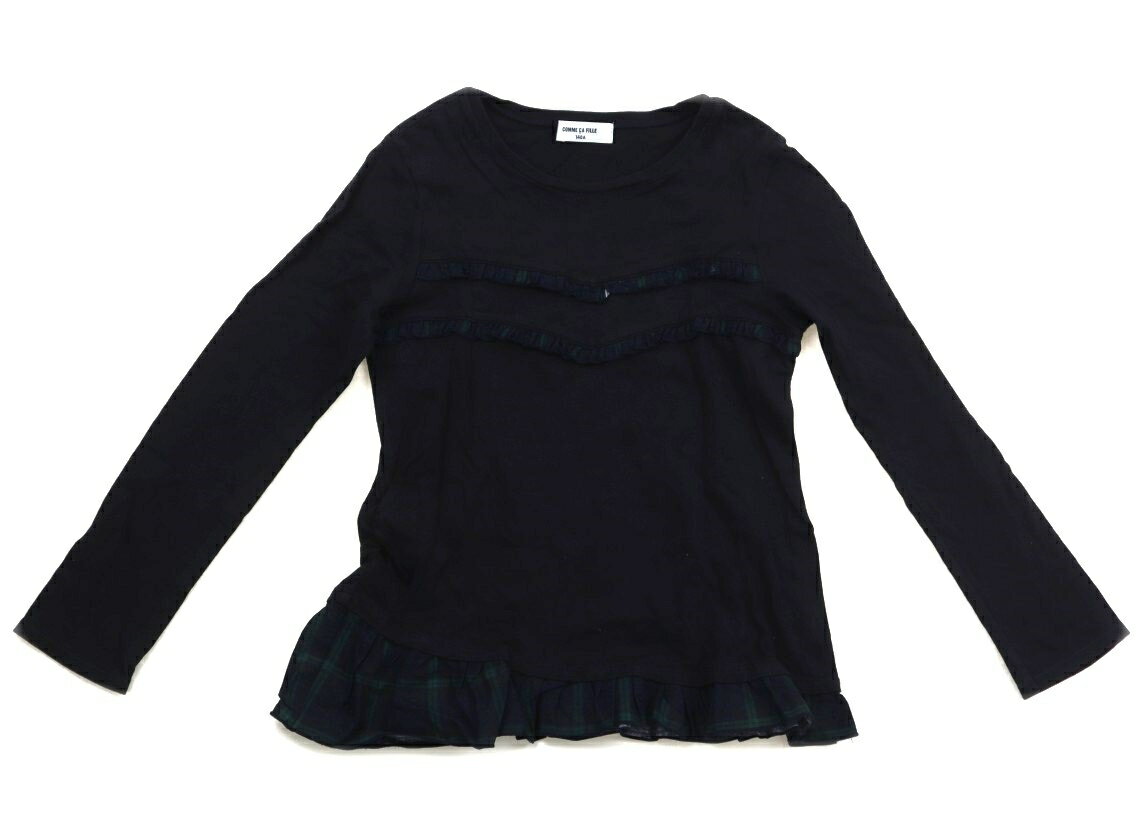 コムサフィユ COMME CA FILLE Tシャツ・カットソー 140 女の子 ネイビーチェック柄グリーン 子供服 ベビー服 キッズ アウトレット ユーズド 【中古】キッズ・ベビー・マタニティ