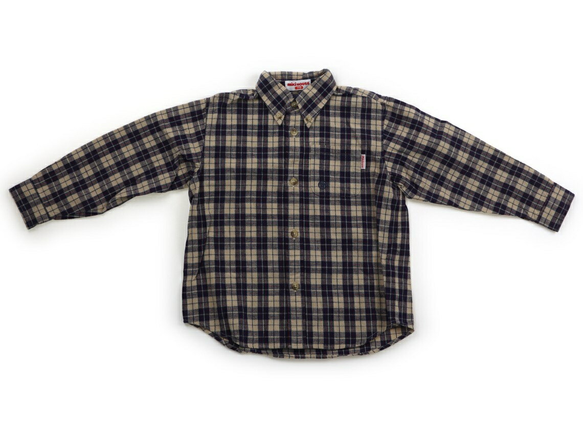 ミキハウス miki HOUSE シャツ・ブラウス 110 男の子 ベージュ×ネイビー×レッドチェック 子供服 ベビー..