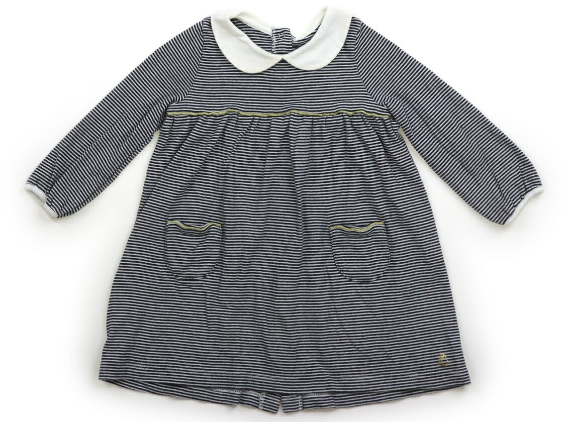 プチバトー PETIT BATEAU ワンピース 80 女の子 紺・白・ボーダー 子供服 ベビー服 キッズ アウトレット ユーズド 【中古】キッズ・ベビー・マタニティ