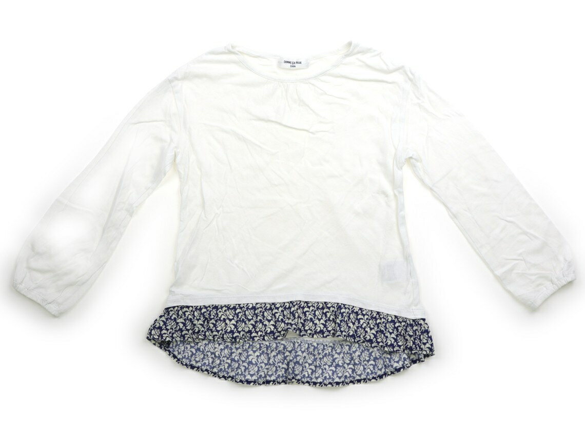 コムサフィユ COMME CA FILLE Tシャツ・カットソー 130 女の子 白、ネイビー 子供服 ベビー服 キッズ アウトレット ユーズド 【中古】キッズ・ベビー・マタニティ