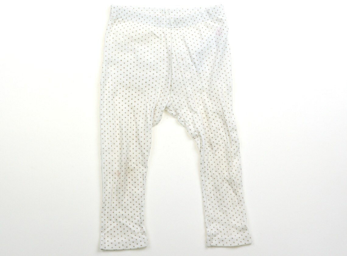 プチバトー PETIT BATEAU レギンス 80 女の子 ホワイト×ゴールドラメ 子供服 ベビー服 キッズ アウトレット ユーズド 【中古】キッズ・ベビー・マタニティ