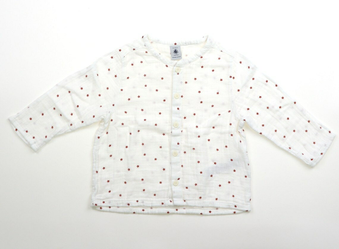 プチバトー PETIT BATEAU カーディガン 80 男の子 白、赤、星 子供服 ベビー服 キッズ アウトレット ユーズド 【中古】キッズ・ベビー・マタニティ