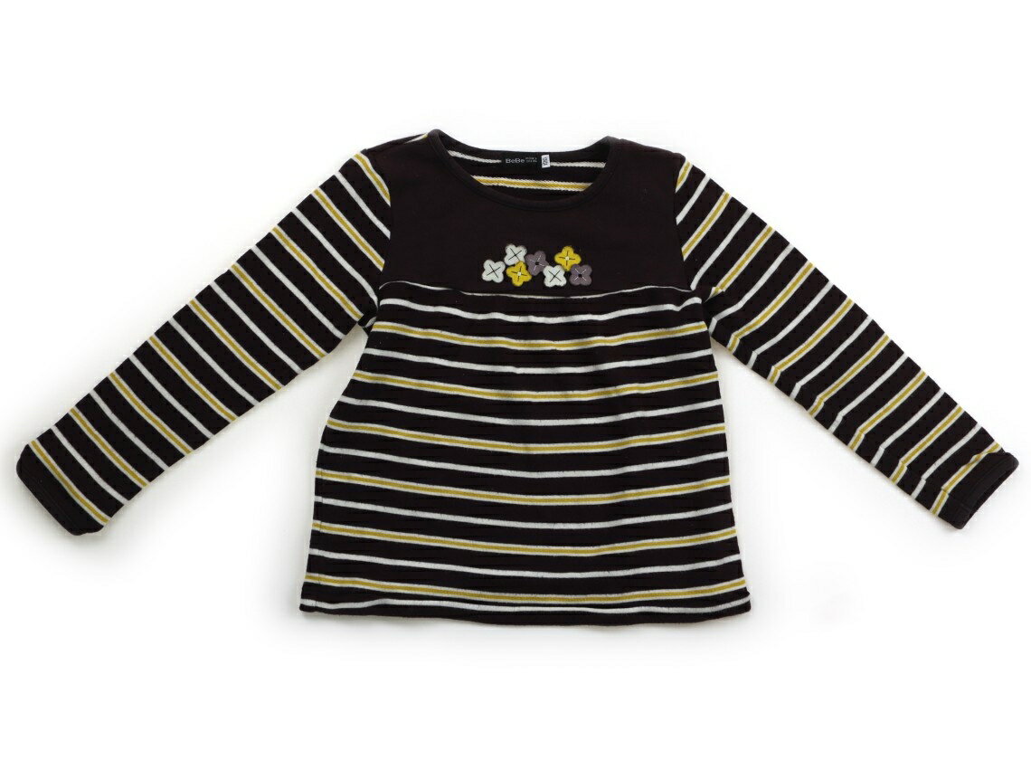 べべ BeBe チュニック 120 女の子 チョコレートブラウン×ホワイト・イエローボーダー 子供服 ベビー服 キッズ アウトレット ユーズド 【中古】キッズ・ベビー・マタニティ