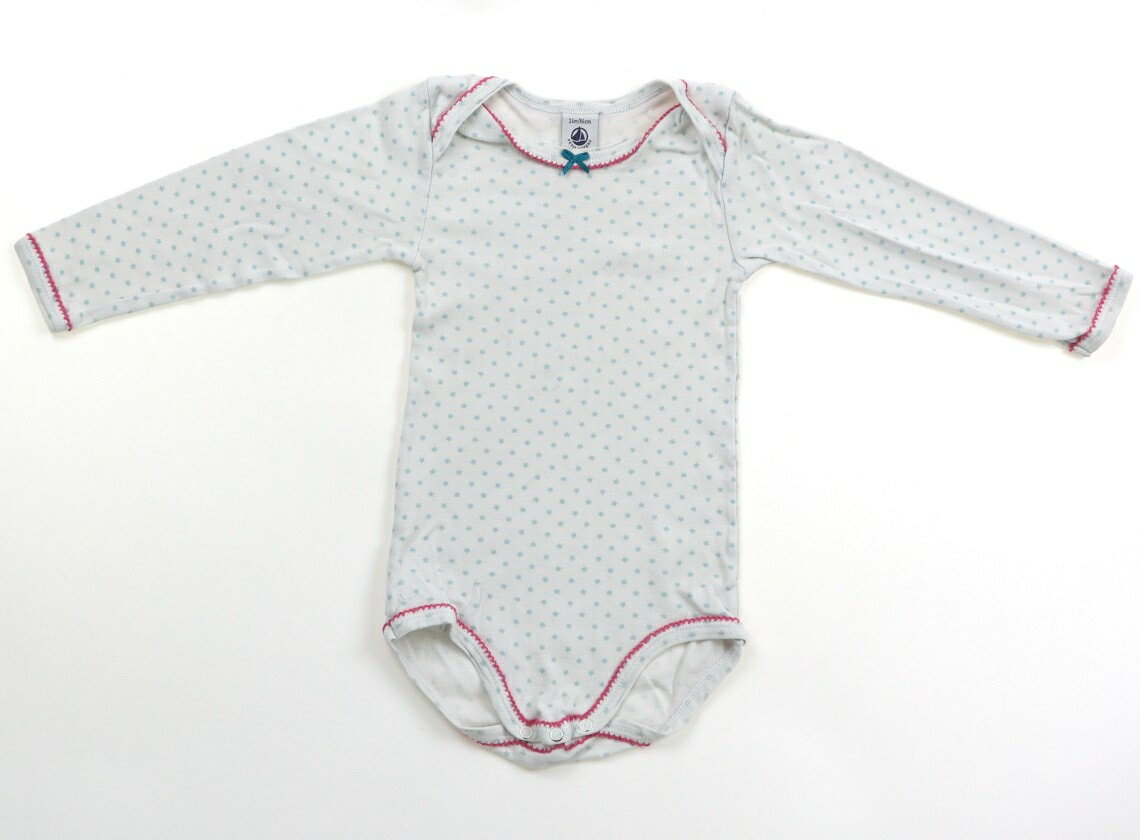 プチバトー PETIT BATEAU ロンパース 80 女の子 ホワイト・パステルブルー星柄 子供服 ベビー服 キッズ アウトレット ユーズド 【中古】キッズ・ベビー・マタニティ