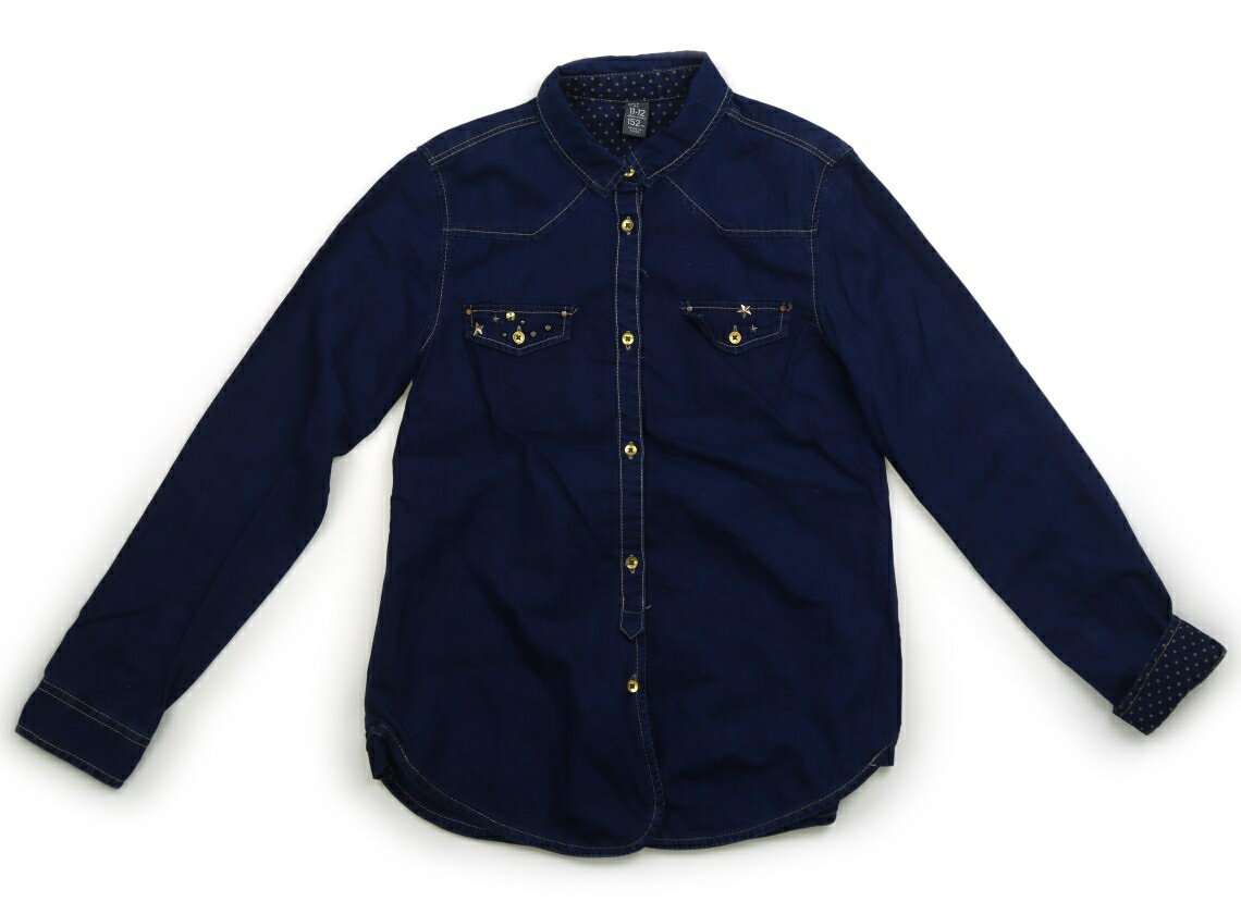 ザラ ZARA シャツ・ブラウス 150 女の子 ネイビー・ゴールド・水玉・スタッツ 子供服 ベビー服 キッズ アウトレット ユーズド 【中古】キッズ・ベビー・マタニティ