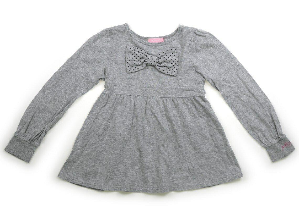 メゾピアノ mezzo piano チュニック 140 女の子 杢グレー・水玉リボン 子供服 ベビー服 キッズ アウトレット ユーズド 【中古】キッズ・ベビー・マタニティ