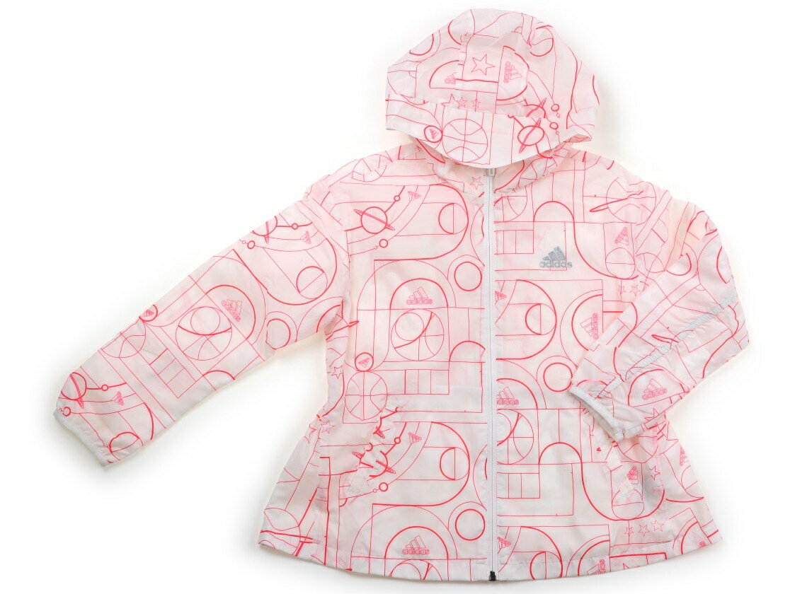 アディダス Adidas ブルゾン・Gジャン 140 女の子 白、ネオンピンク 子供服 ベビー服 キッズ アウトレット ユーズド 【中古】キッズ・ベビー・マタニ...
