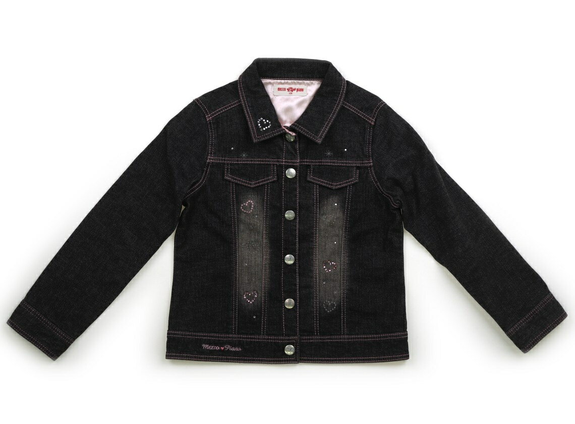 メゾピアノ mezzo piano ブルゾン・Gジャン 120 女の子 黒、ピンクのステッチ、ハート 子供服 ベビー服 キッズ アウトレット ユーズド 【中古】...