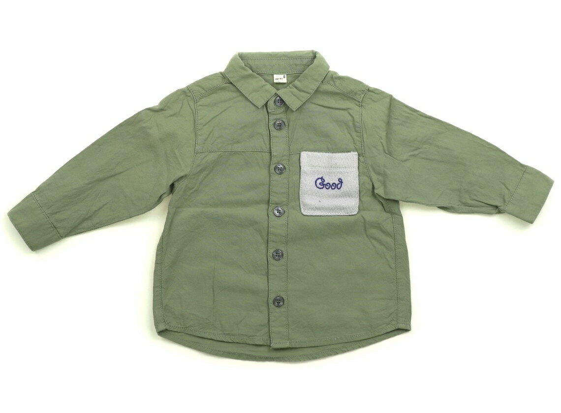 アプレレクール apres les cours シャツ・ブラウス 90 男の子 モスグリーン 子供服 ベビー服 キッズ ア..