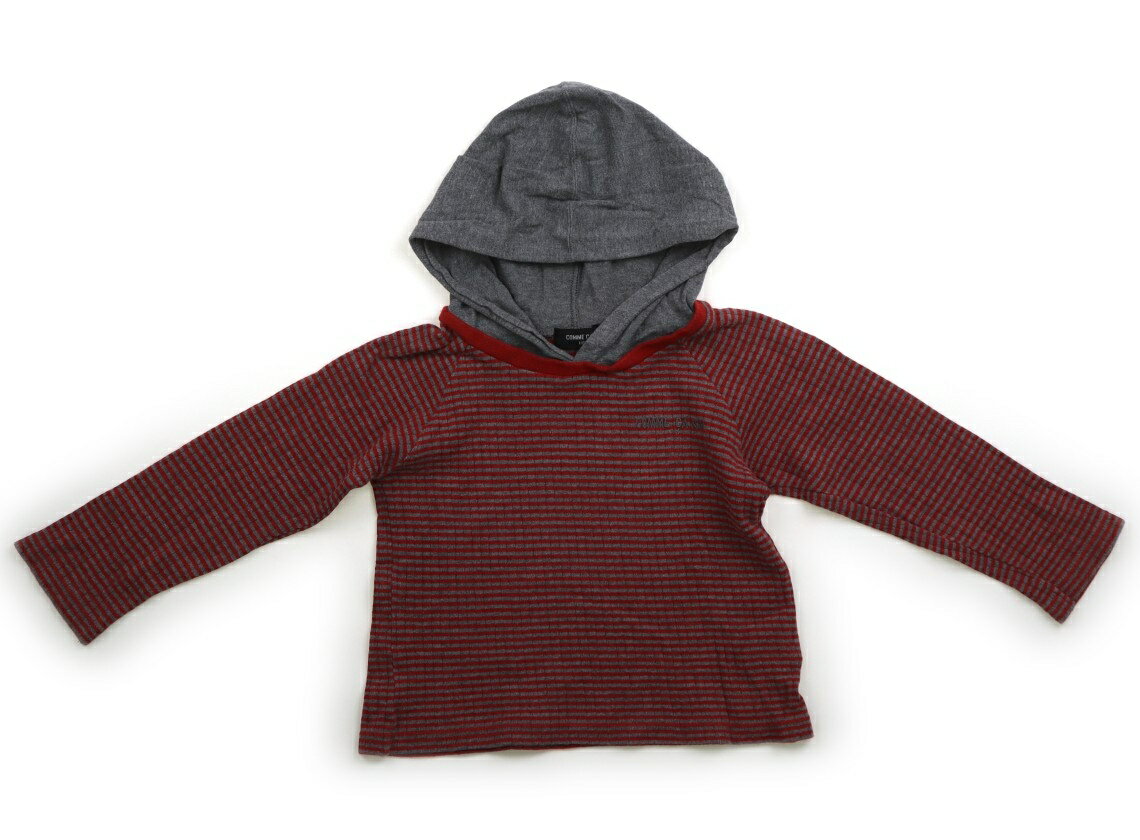 コムサイズム COMME CA ISM パーカー 100 男の子 グレー・レッドボーダー 子供服 ベビー服 キッズ アウトレット ユーズド 【中古】キッズ・ベビー・マタニティ