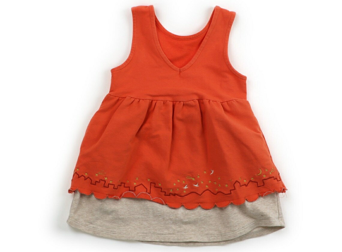 グラニフ graniph ジャンパースカート 90 女の子 オレンジ、オートミール 子供服 ベビー服 キッズ アウ..