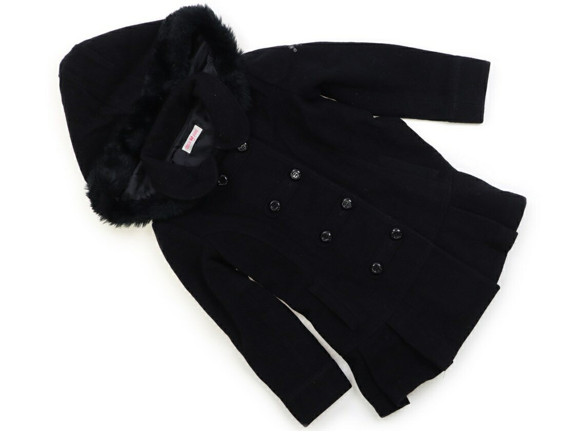 メゾピアノ mezzo piano コート・ジャンパー 130 女の子 ブラック・フードファー付き 子供服 ベビー服 キッズ アウトレット ユーズド 【中古】キ...