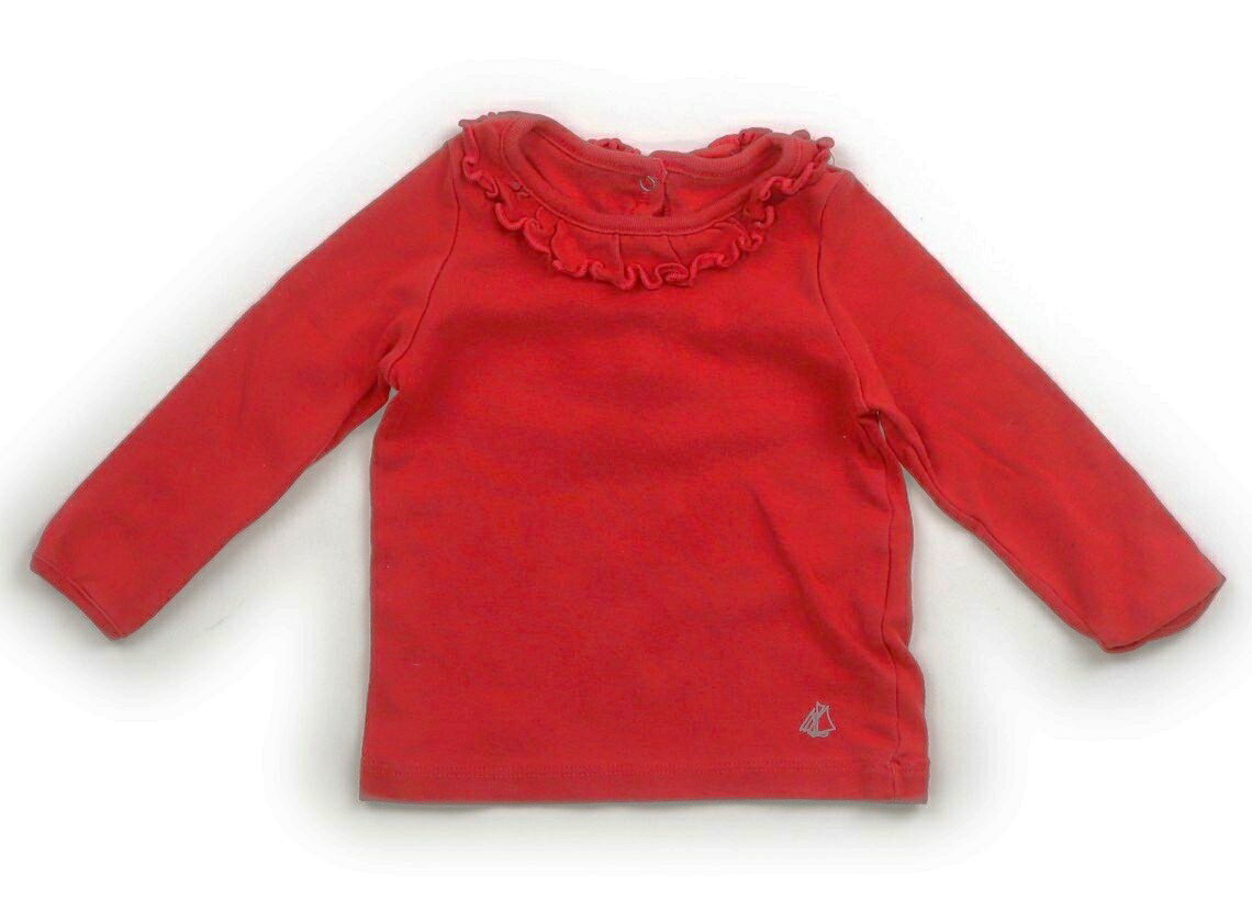 プチバトー PETIT BATEAU Tシャツ・カットソー 70 女の子 赤、フリル 子供服 ベビー服 キッズ アウトレット ユーズド 【中古】キッズ・ベビー・マタニティ