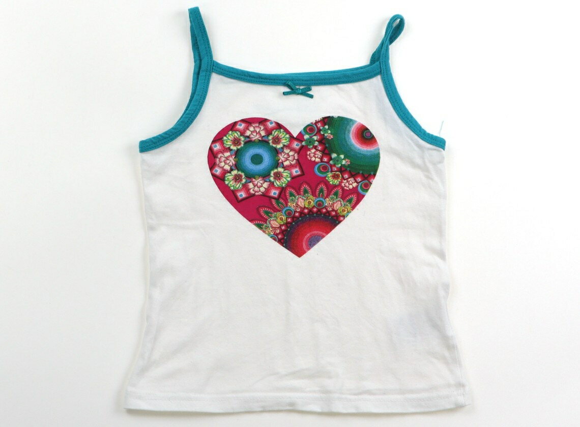 デシグアル Desigual タンクトップ・キャミソール 120 女の子 白・エメラルドグリーン・ハート 子供服 ベビー服 キッズ アウトレット ユーズド 【中古】キッズ・ベビー・マタニティ
