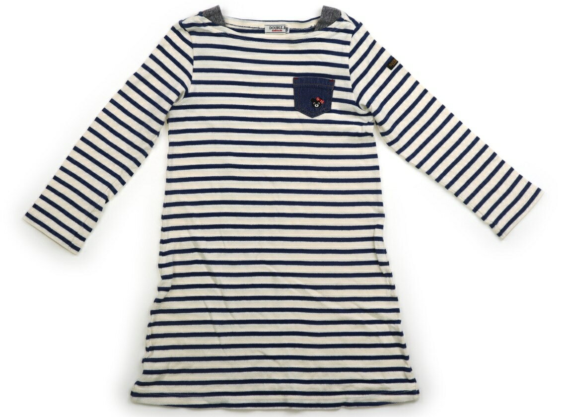 ダブルB Double B ワンピース 120 女の子 オフホワイト・ネイビー・ボーダー 子供服 ベビー服 キッズ ..