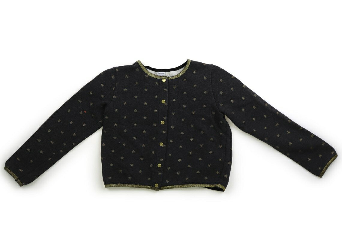 プチバトー PETIT BATEAU カーディガン 140 女の子 チャコールグレー×ゴールドラメ星柄 子供服 ベビー服 キッズ アウトレット ユーズド 【中古】キッズ・ベビー・マタニティ