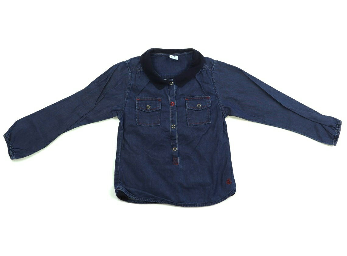プチバトー PETIT BATEAU シャツ・ブラウス 100 女の子 インディゴ 子供服 ベビー服 キッズ アウトレット ユーズド 【中古】キッズ・ベビー・マタニティ
