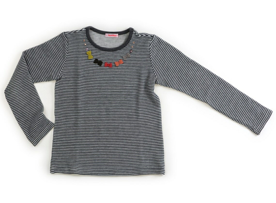ファミリア familiar Tシャツ・カットソー 140 女の子 グレー・黒・ボーダー 子供服 ベビー服 キッズ アウトレット ユーズド 【中古】キッズ・ベビー・マタニティ