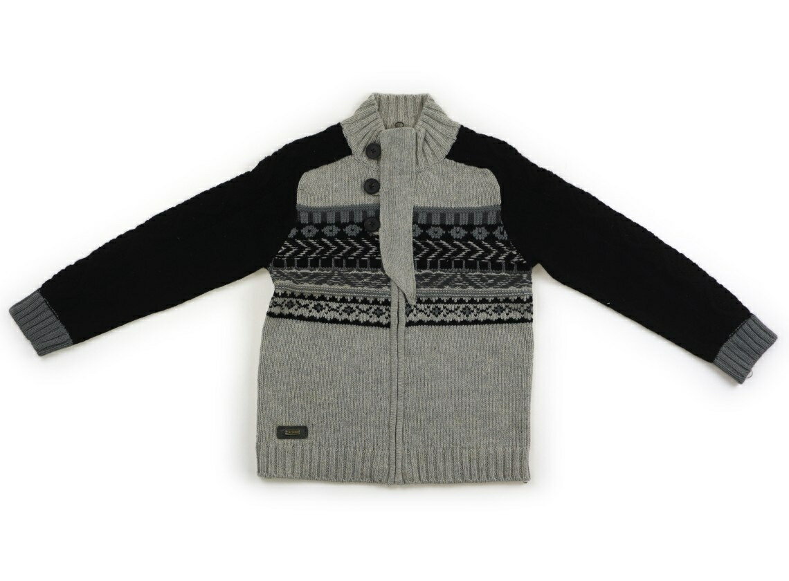 キャティミニ CATIMINI カーディガン 120 男の子 グレー・ブラック×オルテガ柄 子供服 ベビー服 キッズ..