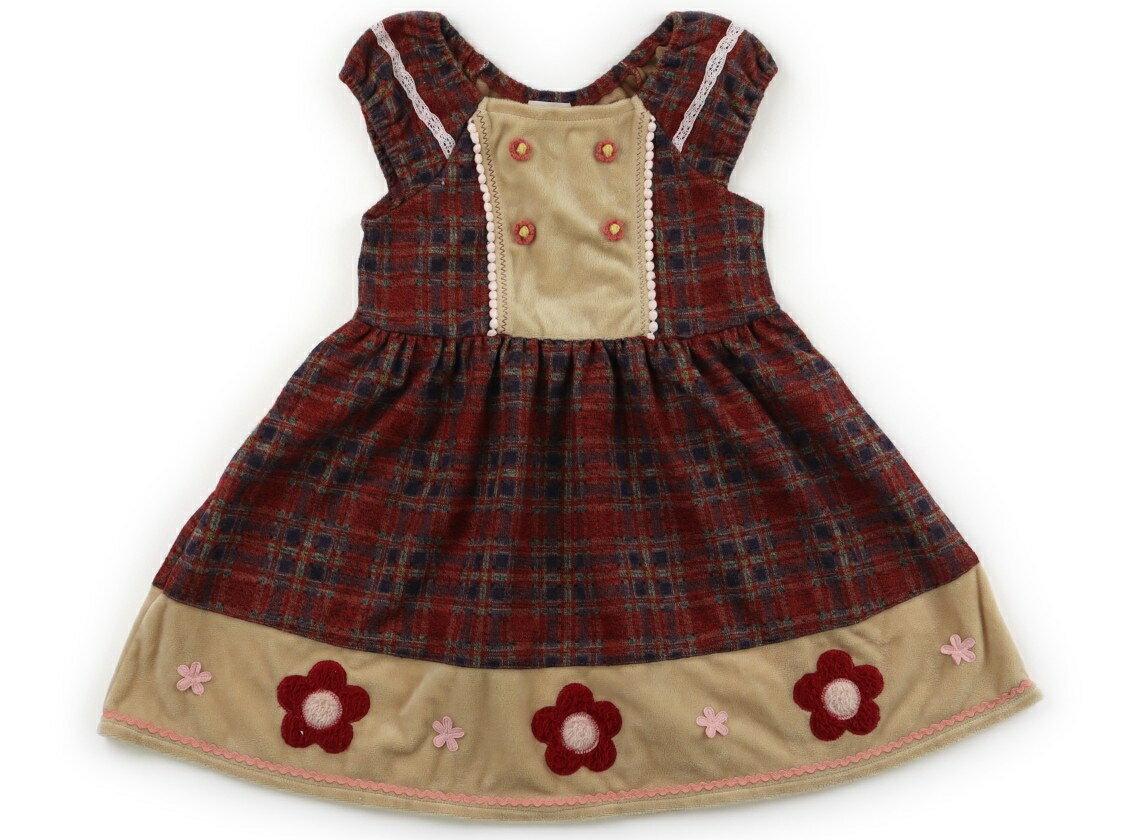 スーリー Souris ジャンパースカート 110 女の子 チェック柄レンガ色ネイビー 子供服 ベビー服 キッズ ..