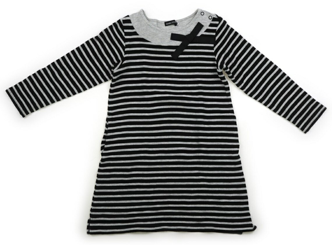 Rakuten - べべ BeBe チュニック 120 女の子 グレー・ネイビーボーダー 子供服 ベビー服 キッズ アウトレット ユーズド 【中古】キッズ・ベビー・マタニティ