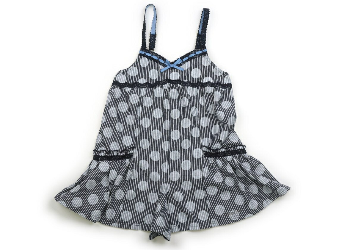 メゾピアノ mezzo piano オーバーオール 130 女の子 ネイビー 白ドット 子供服 ベビー服 キッズ アウトレット ユーズド 【中古】キッズ・ベビー・マタニティ