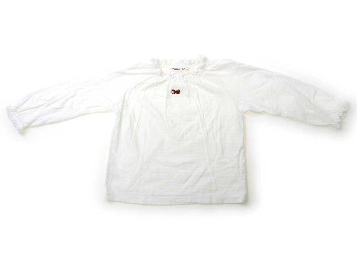 ファミリア familiar Tシャツ・カットソー 100 女の子 白、ドット風柄 子供服 ベビー服 キッズ アウト..