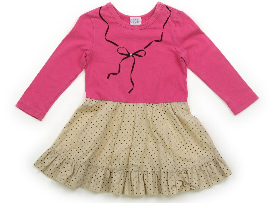 　ブランド 　HAKKA(ハッカ) 　カテゴリー 　ワンピース 　サイズ 　80サイズ 　色 　ピンク、ベージュ、ドット、リボン 　状態 　★★★ 　記名 　なし 　ジャンル 　Girl Tシャツにスカートは布帛生地。Tシャツ部分に色褪せと...