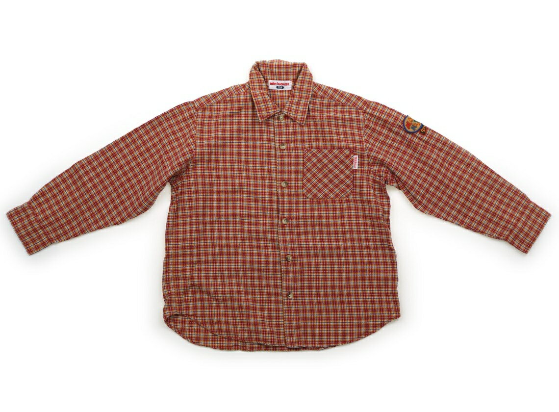ミキハウス miki HOUSE シャツ・ブラウス 120 男の子 バーガンディ、マンダリン、チェック 子供服 ベビ..
