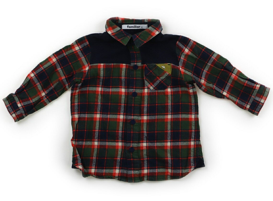 　ブランド 　familiar(ファミリア) 　カテゴリー 　シャツ・ブラウス 　サイズ 　80サイズ 　色 　紺、深緑、朱色 　状態 　★★ 　記名 　なし 　ジャンル 　Boy ネルシャツです。全体的に毛羽立ちがあります。 ＊【状態】【サイズ】に関しての詳しい説明はこちら