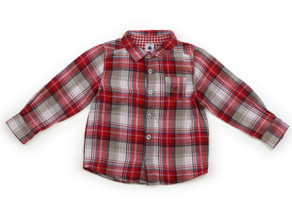 プチバトー PETIT BATEAU シャツ・ブラウス 100 男の子 赤系、白、グレー、ブルー、チェック 子供服 ベビー服 キッズ アウトレット ユーズド 【中古】キッズ・ベビー・マタニティ