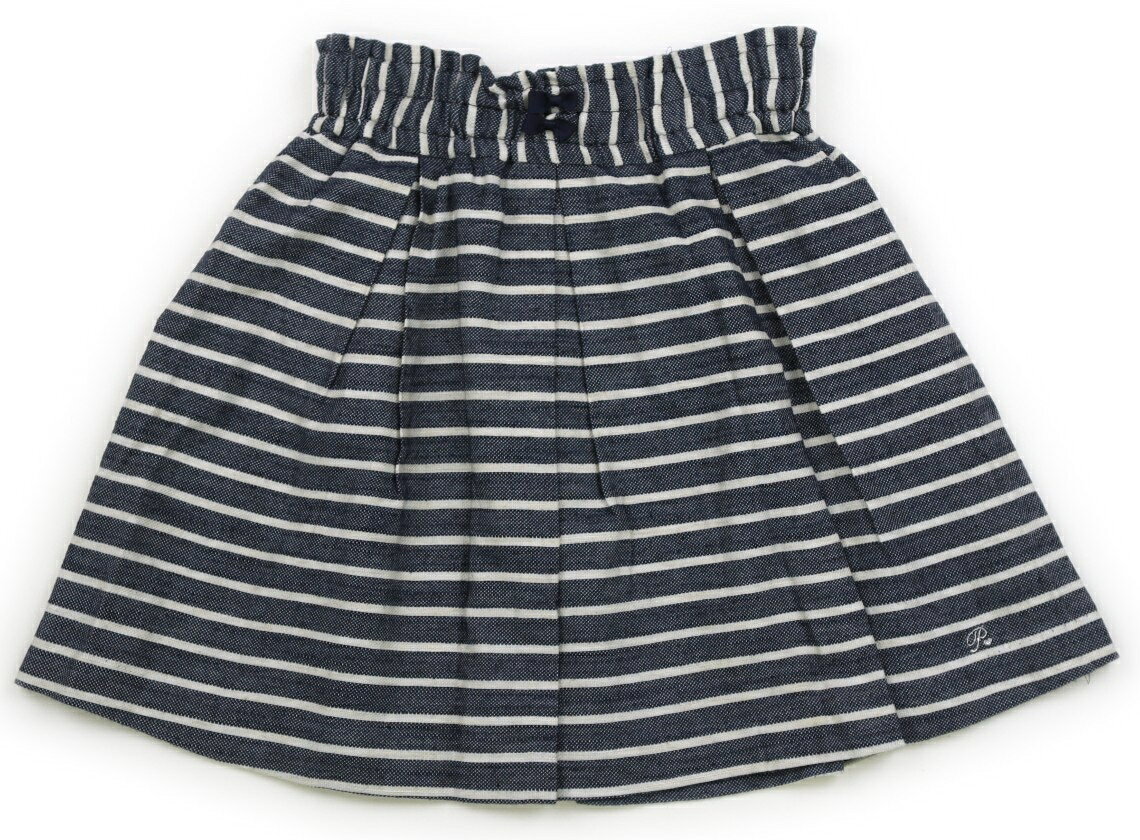 ポンポネット pom ponette スカート 150 女の子 紺・アイボリー・ボーダー 子供服 ベビー服 キッズ アウトレット ユーズド 【中古】キッズ・ベビー・マタニティ