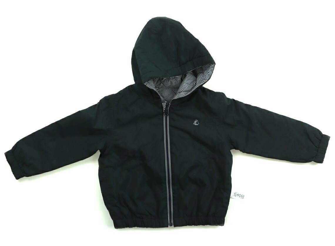 プチバトー PETIT BATEAU コート・ジャンパー 95 男の子 ダークグリーン・ネイビーボーダー 子供服 ベビー服 キッズ アウトレット ユーズド 【中...