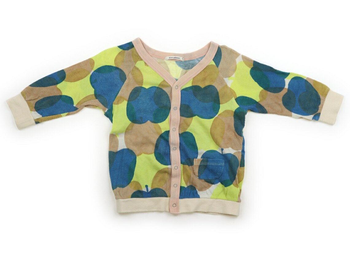 ミナペルホネン mina perhonen カーディガン 90 女の子 ピンク、黄色・ブルー、ベージュの総柄 子供服 ベビー服 キッズ アウトレット ユーズド 【中古】キッズ・ベビー・マタニティ