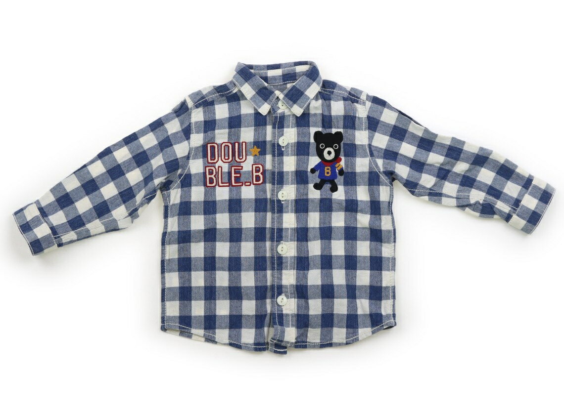 ダブルB Double B シャツ・ブラウス 90 男の子 チェック柄ブルーホワイト 子供服 ベビー服 キッズ アウ..