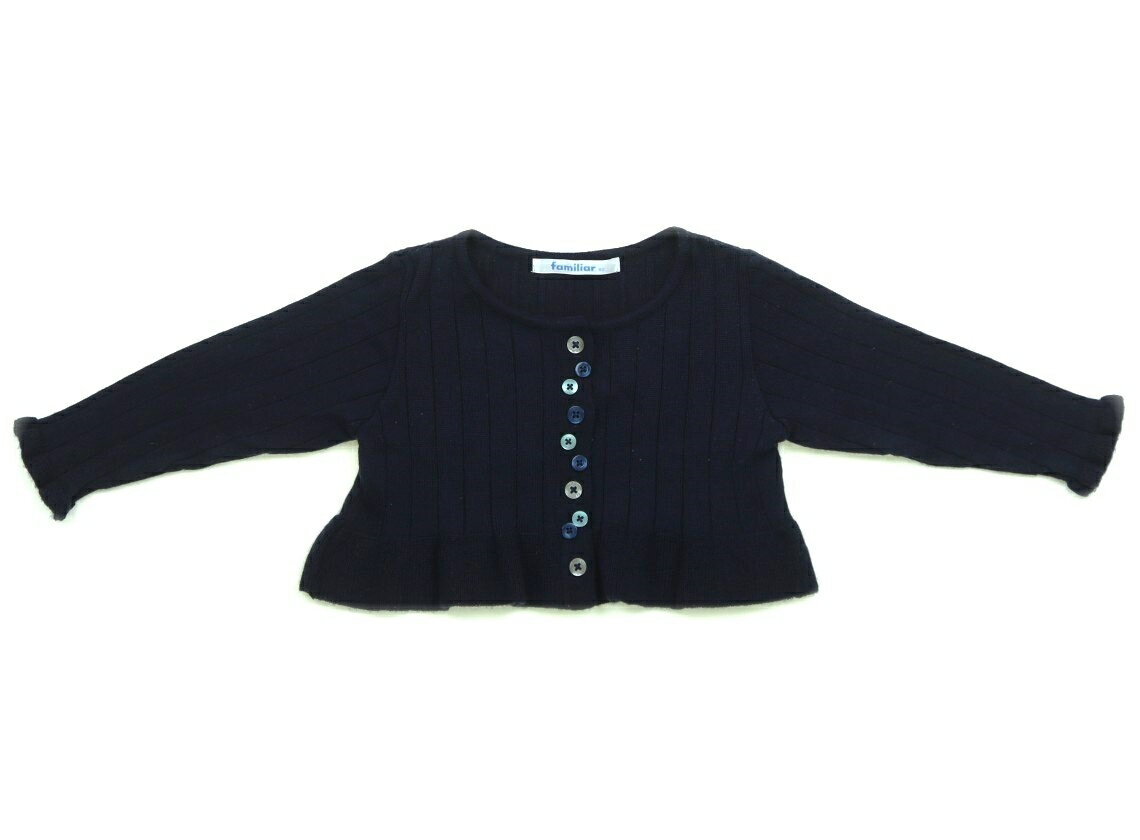 　ブランド 　familiar(ファミリア) 　カテゴリー 　カーディガン 　サイズ 　80サイズ 　色 　ネイビー 　状態 　★★★ 　記名 　なし 　ジャンル 　Girl ウール混のニット。毛羽立ち、毛玉があり、品質タグが一部切ってあります。目立った汚れはありません。 ＊【状態】【サイズ】に関しての詳しい説明はこちら