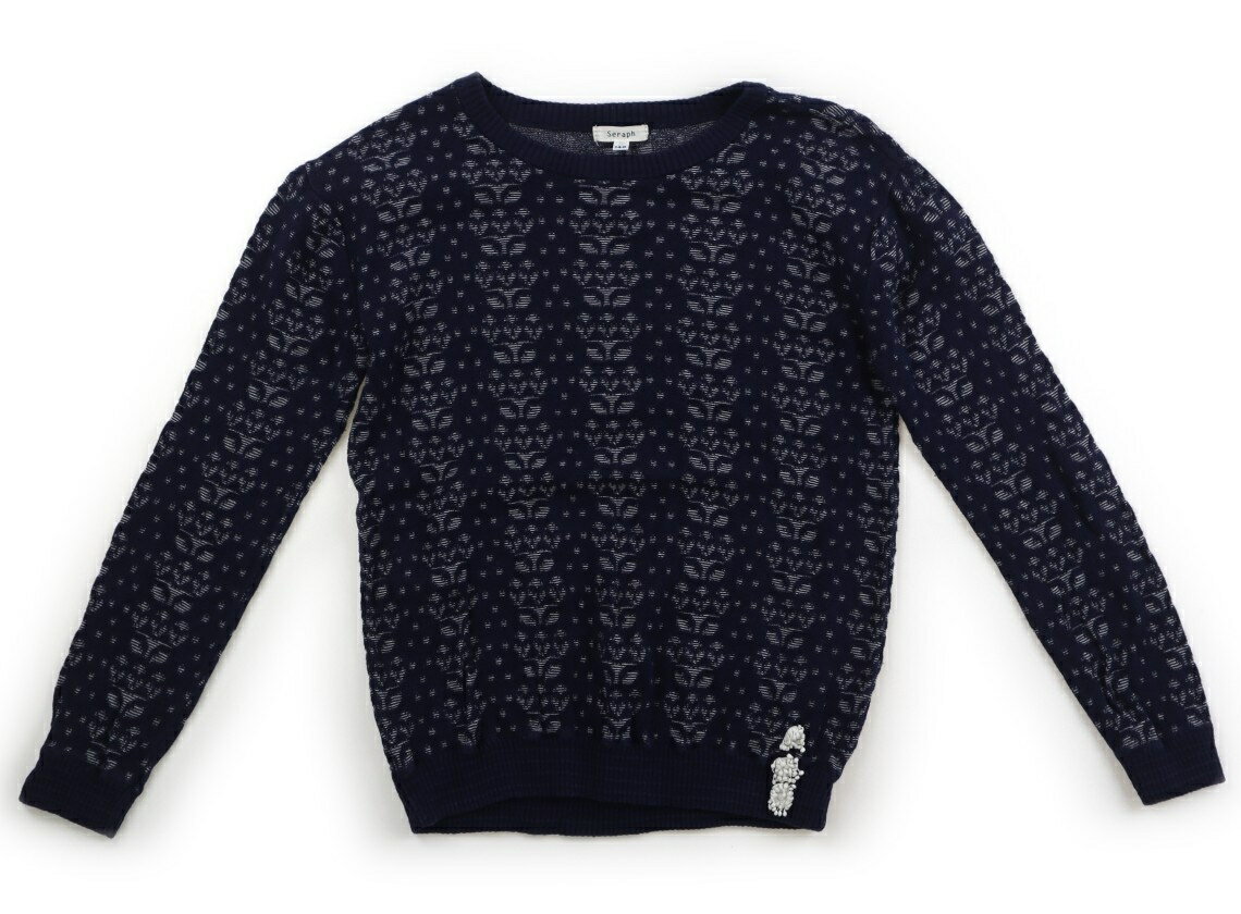 セラフ Seraph ニット・セーター 140 女の子 ネイビーホワイト 子供服 ベビー服 キッズ アウトレット ..