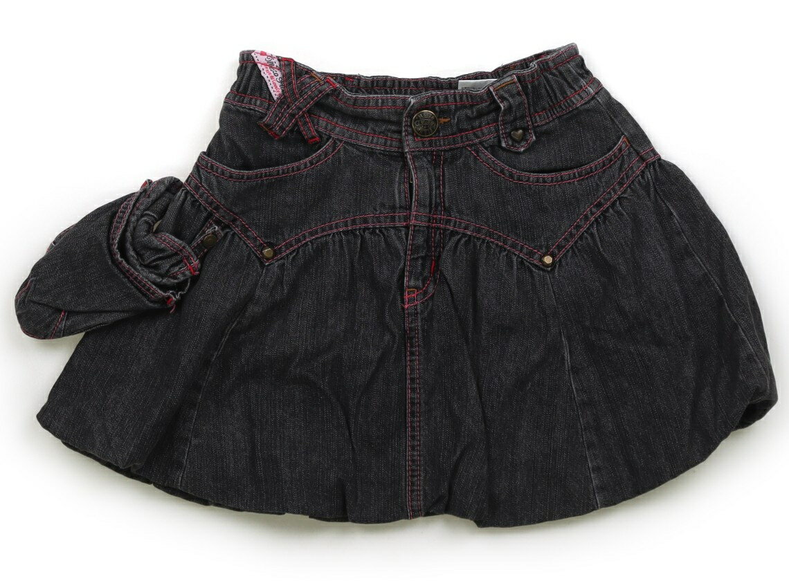 メゾピアノ mezzo piano スカート 130 女の子 ブラックデニム・ピンクステッチ 子供服 ベビー服 キッズ アウトレット ユーズド 【中古】キッズ・ベビー・マタニティ