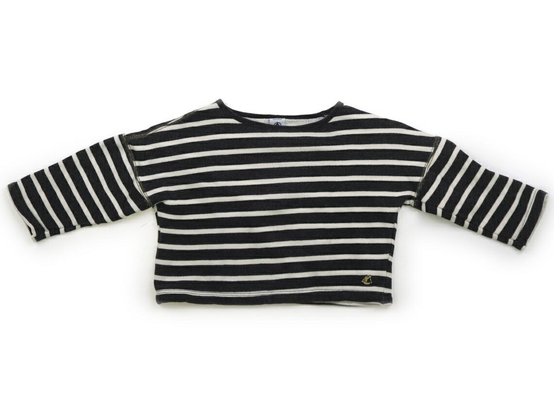 プチバトー PETIT BATEAU トレーナー・プルオーバー 95 女の子 ボーダー柄ホワイトブラック 子供服 ベビー服 キッズ アウトレット ユーズド 【中古】キッズ・ベビー・マタニティ