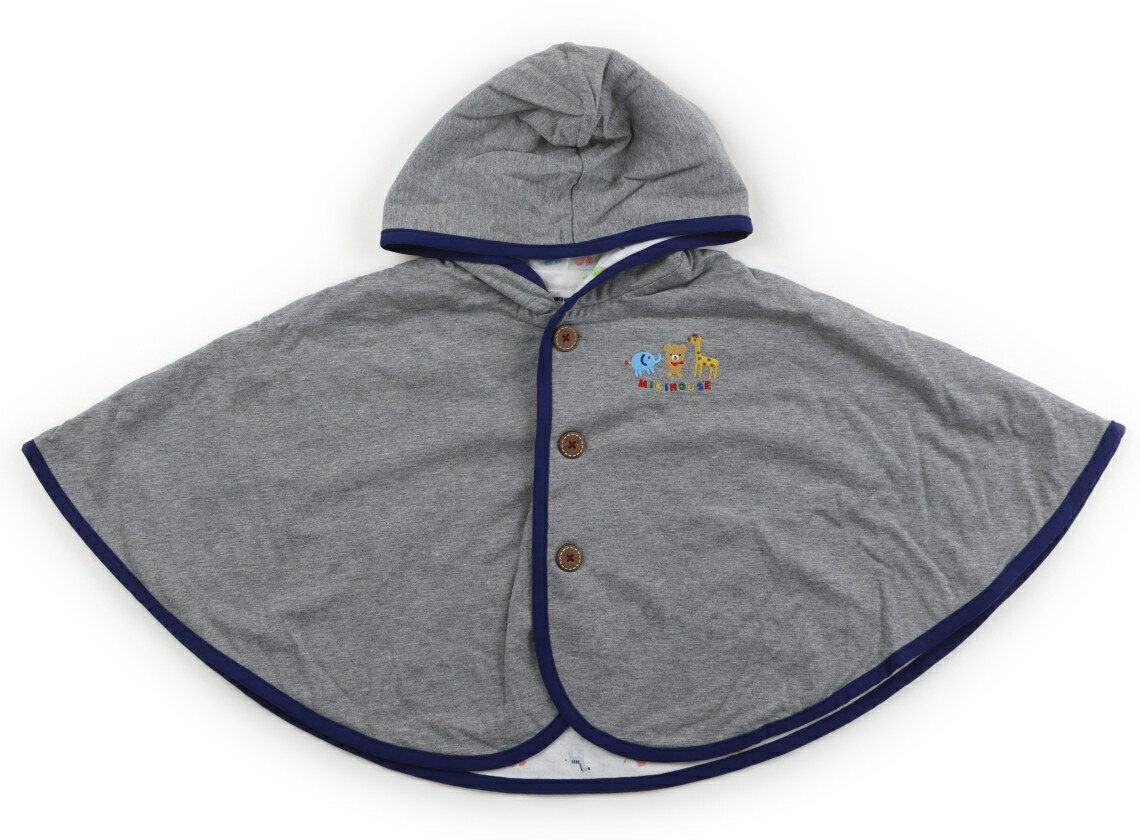 ミキハウス miki HOUSE ポンチョ 70 男の子 グレー 子供服 ベビー服 キッズ アウトレット ユーズド 【..